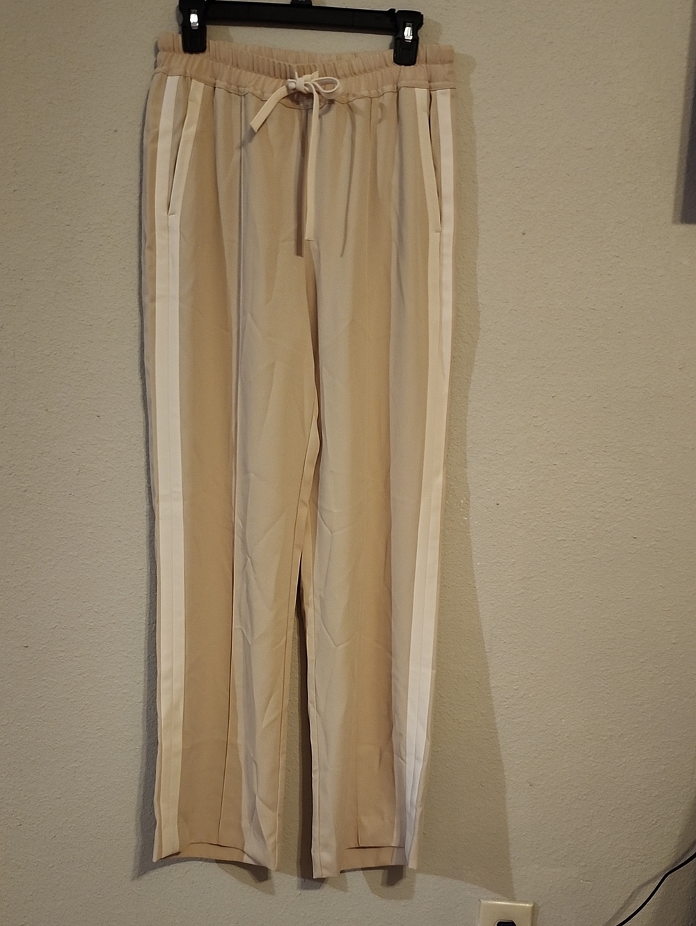 Reiss Tan Joggers with White Side Stripes